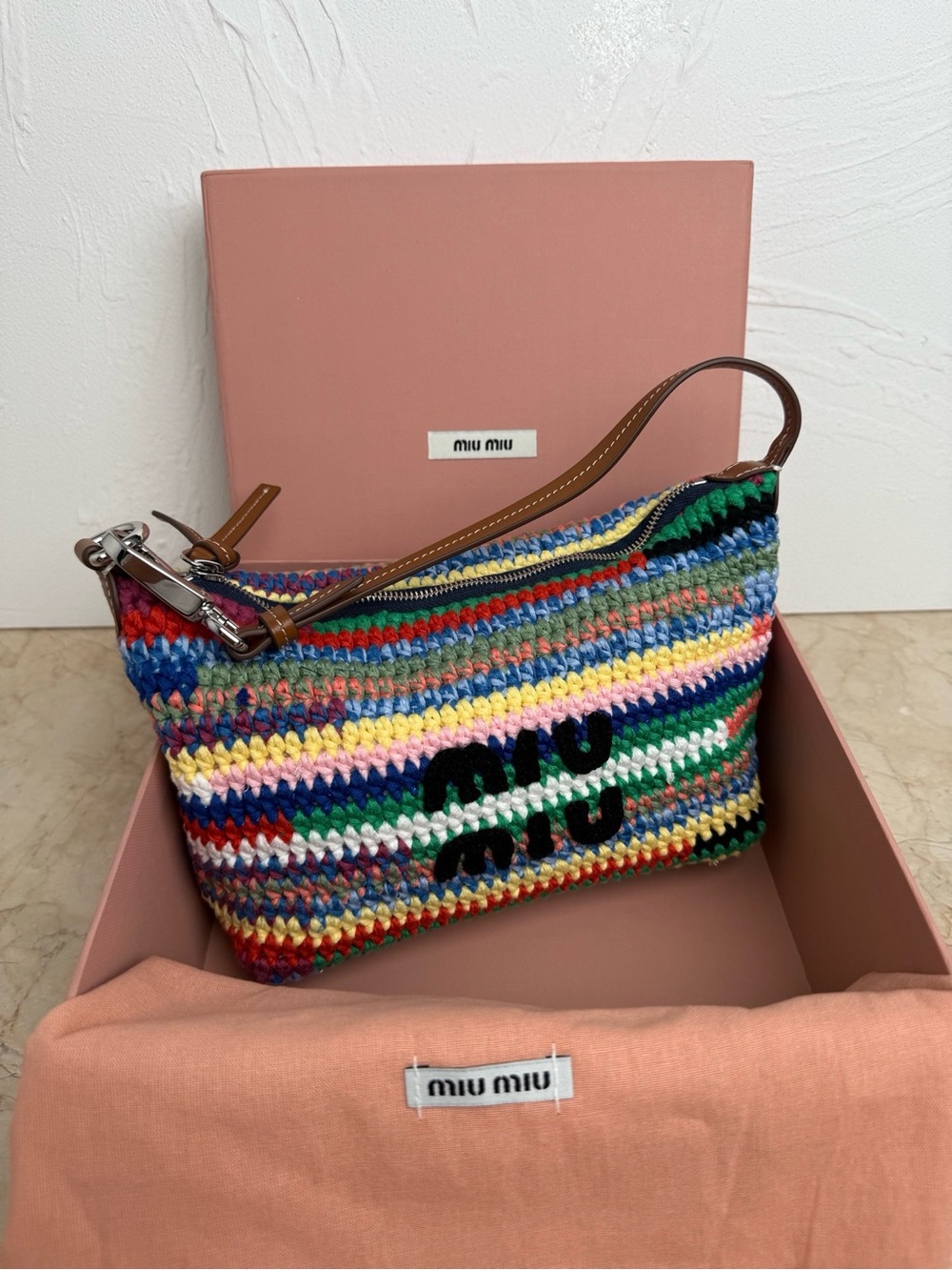 Miu Miu Multicolor Crochet Mini Shoulder Bag